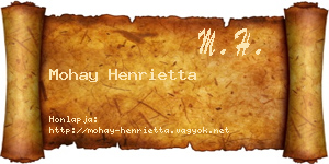 Mohay Henrietta névjegykártya
